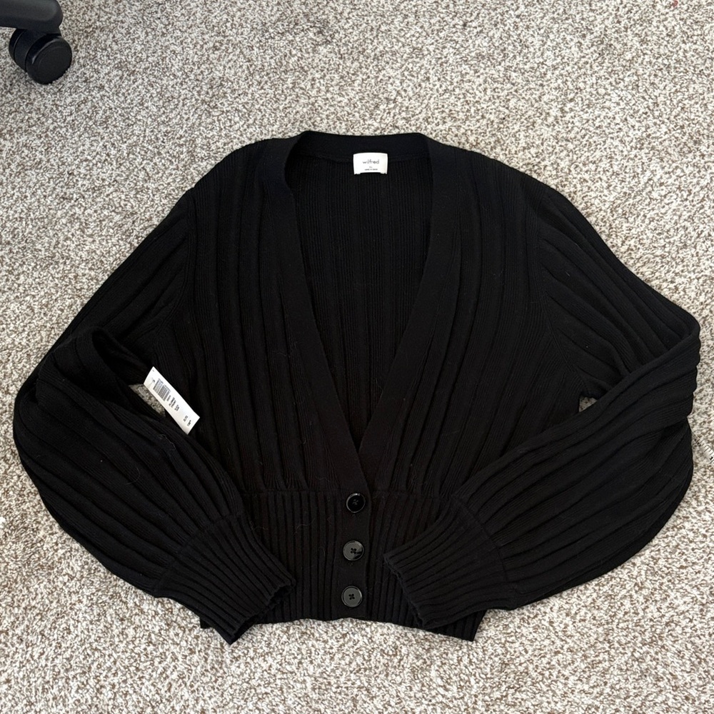 Wilfred Black Plunge Front Cardigan